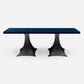 Made Goods Noor 88" x 40" x 30" Bumpy Black Iron Dinning Table With Rectangle Dark Faux Horn Table Top