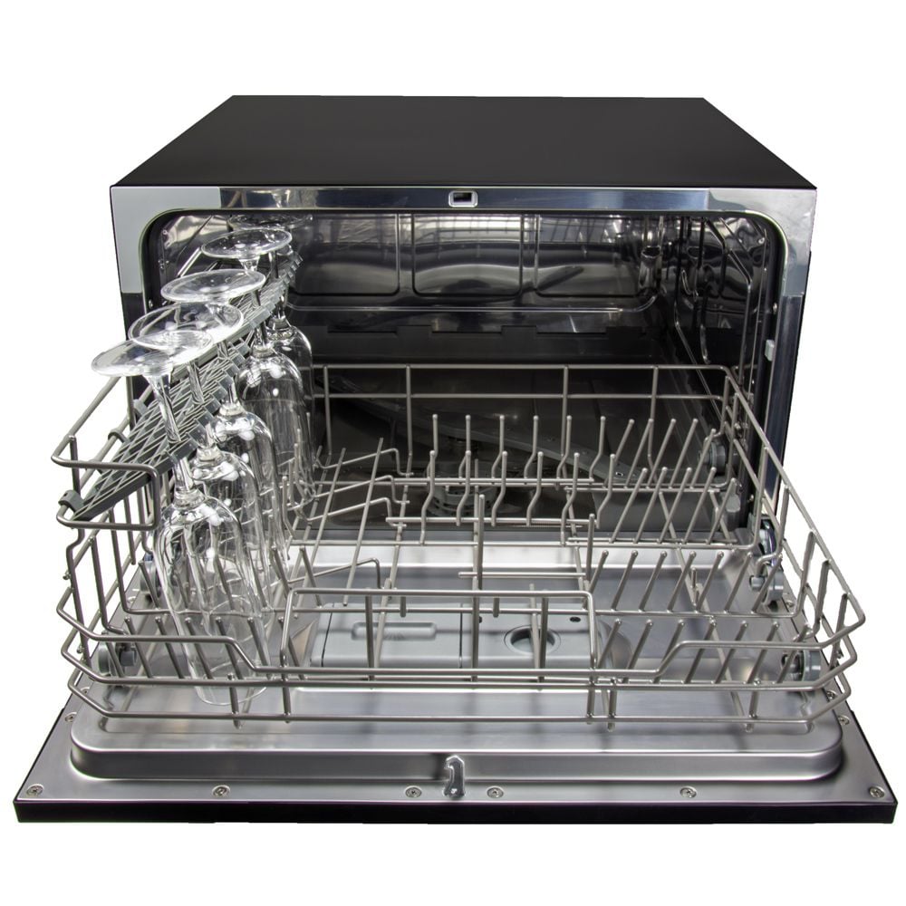 Magic Chef 22" W x 17" H Black 6-Place Setting Countertop Dishwasher