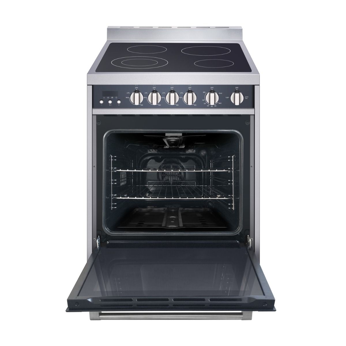 Magic Chef 24" Stainless Steel Mirrored Glass Exterior Freestanding Electric Range