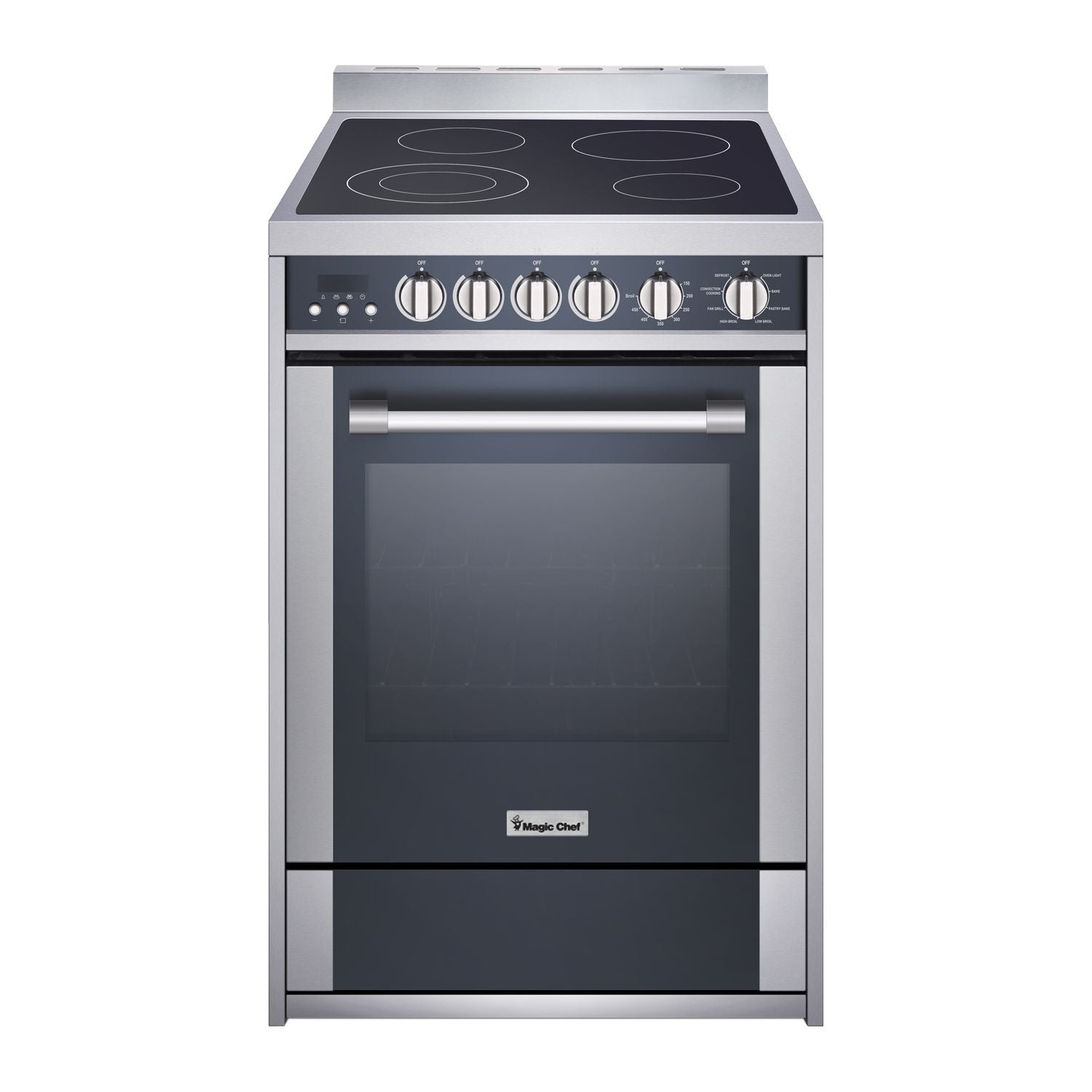 Magic Chef 24" Stainless Steel Mirrored Glass Exterior Freestanding Electric Range