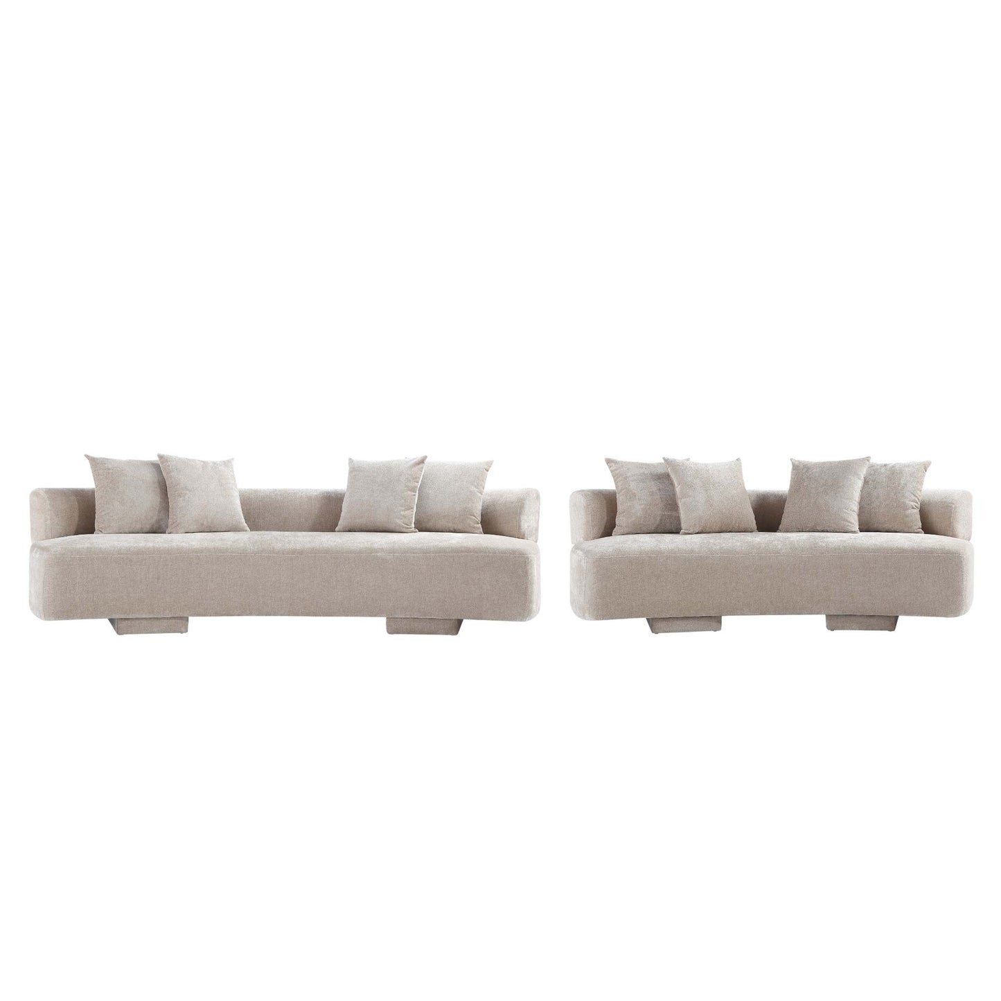 Manhattan Comfort 2-Piece Beige Modern Verandah Chenille 112" & 91" Sofas