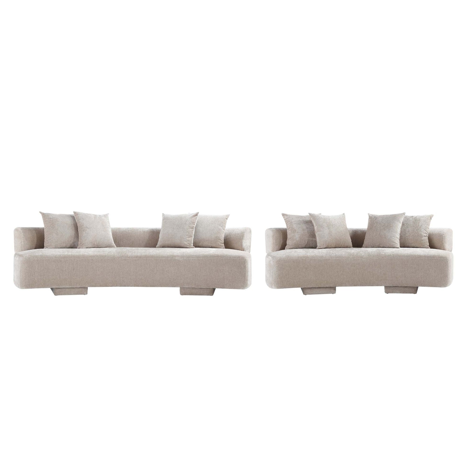 Manhattan Comfort 2-Piece Beige Modern Verandah Chenille 112" & 91" Sofas