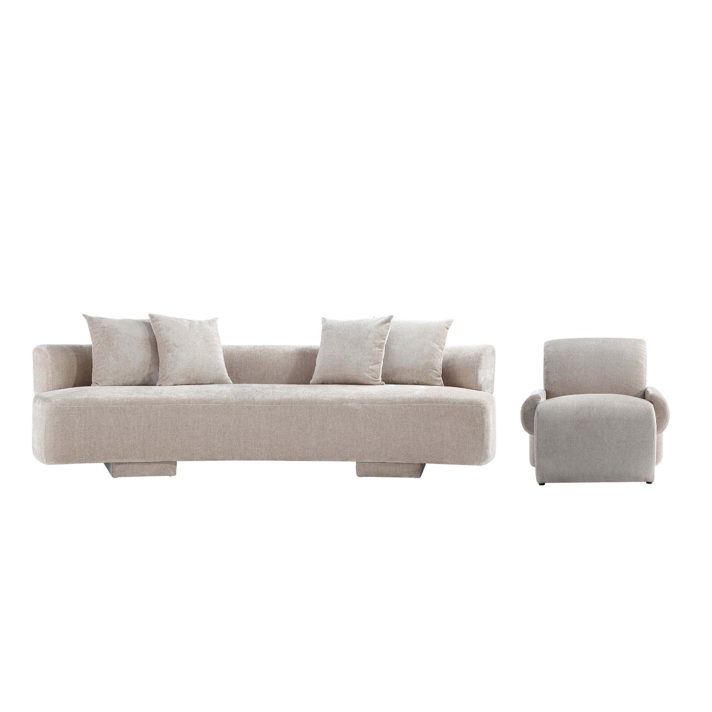 Manhattan Comfort 2-Piece Beige Modern Verandah Chenille 112" Sofa & Accent Chair