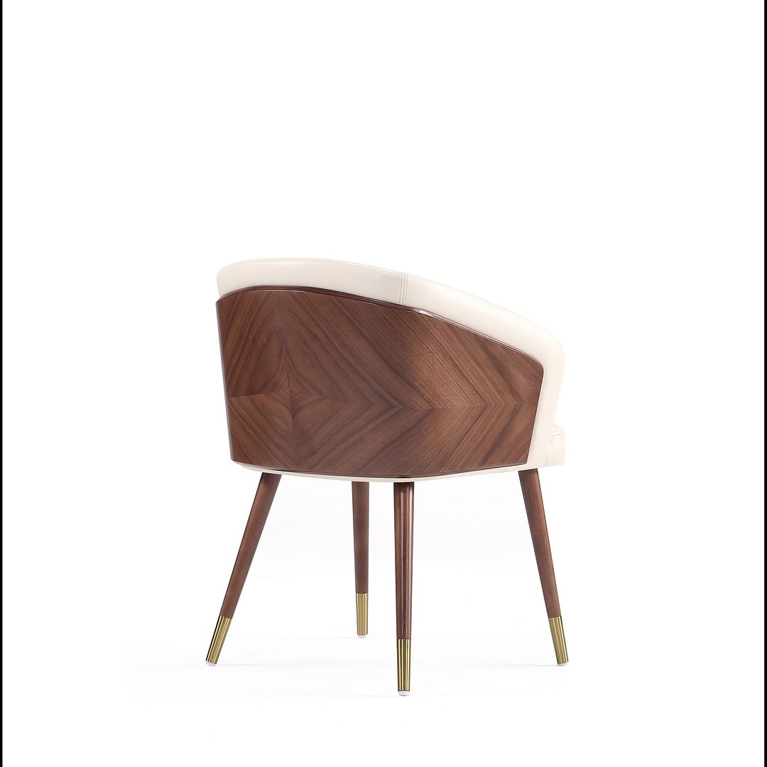 Manhattan Comfort 2-Piece Modern Reeva Upholstered Dining Chair In Walnut & Cream