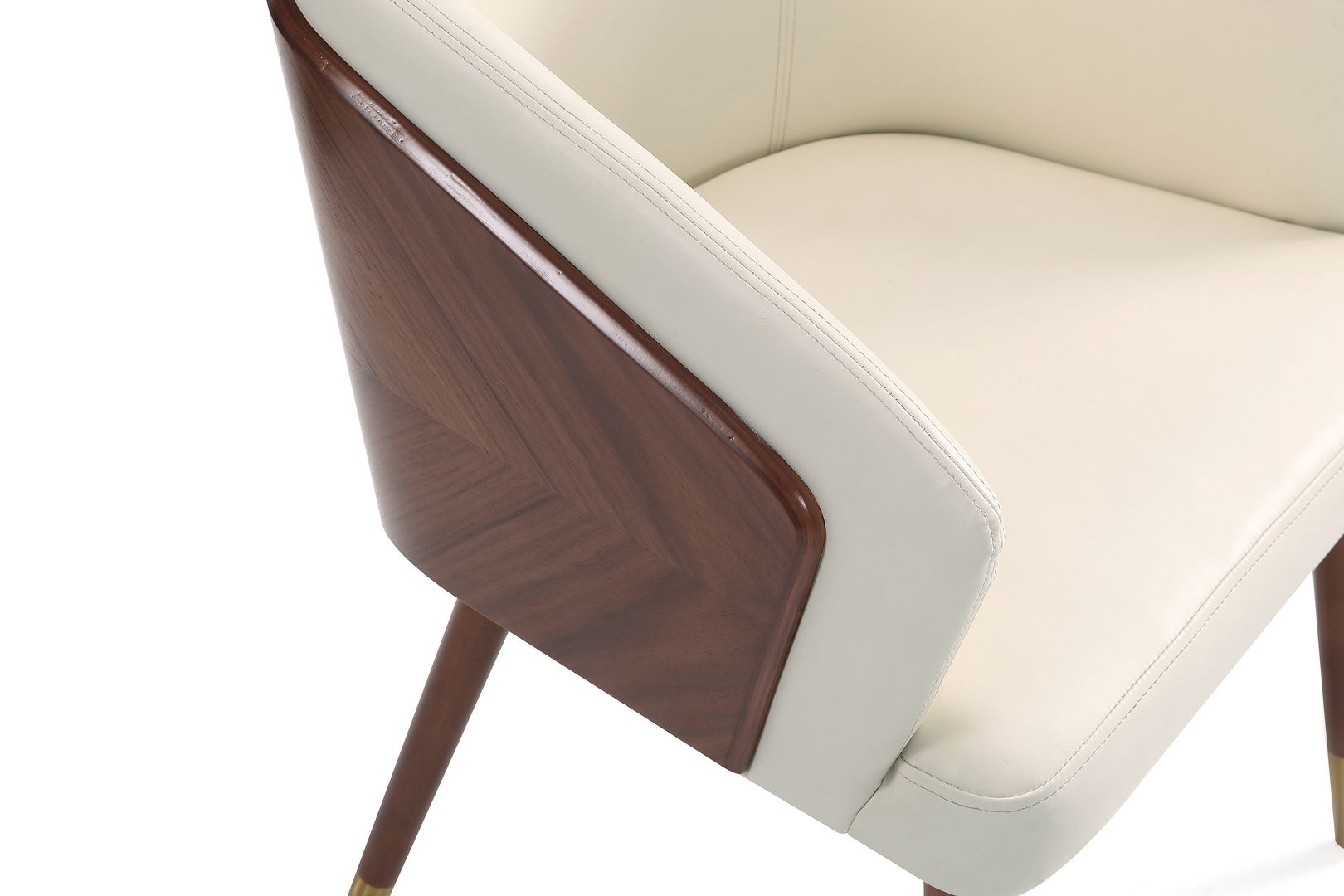 Manhattan Comfort 2-Piece Modern Reeva Upholstered Dining Chair In Walnut & Cream