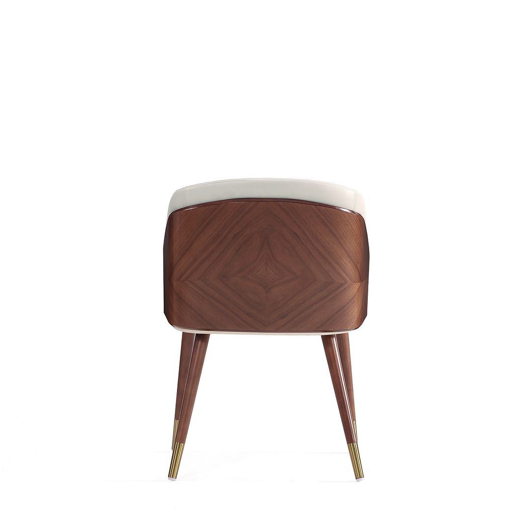 Manhattan Comfort 2-Piece Modern Reeva Upholstered Dining Chair In Walnut & Cream