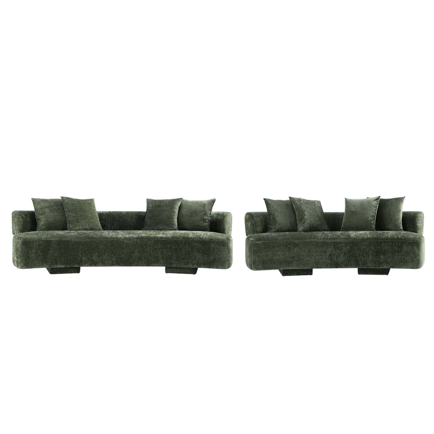 Manhattan Comfort 2-Piece Olive Green Modern Verandah Chenille 112" & 91" Sofas