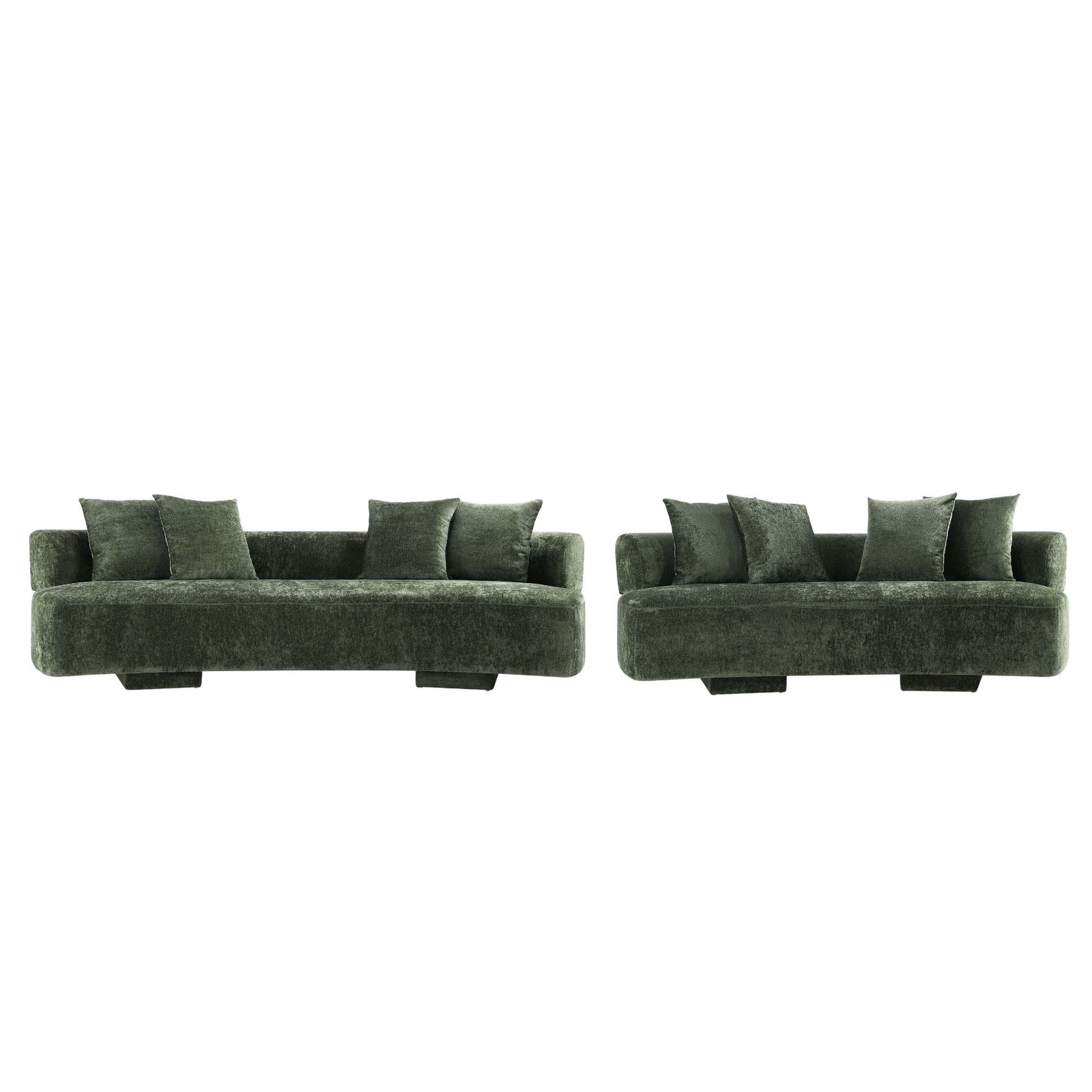 Manhattan Comfort 2-Piece Olive Green Modern Verandah Chenille 112" & 91" Sofas