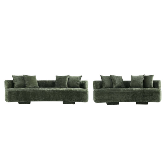 Manhattan Comfort 2-Piece Olive Green Modern Verandah Chenille 112" & 91" Sofas