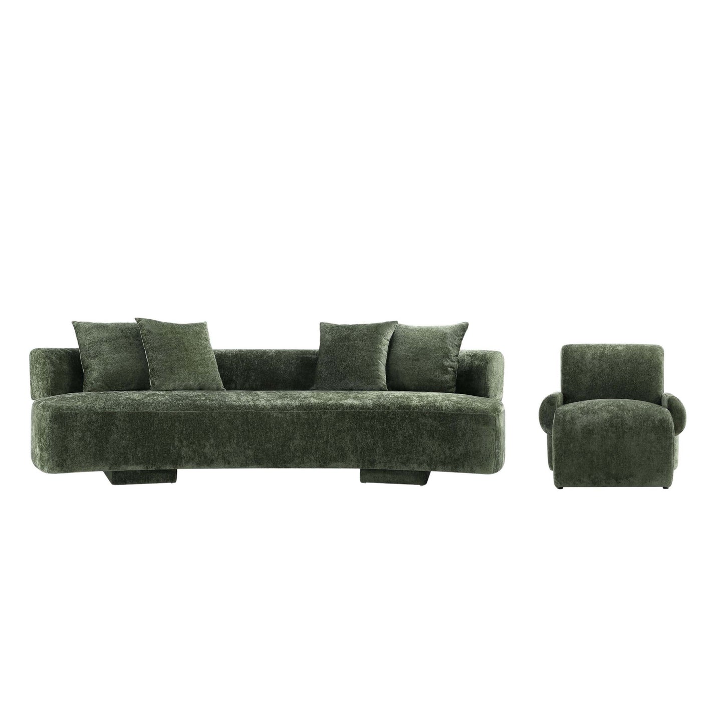 Manhattan Comfort 2-Piece Olive Green Modern Verandah Chenille 112" Sofa & Accent Chair