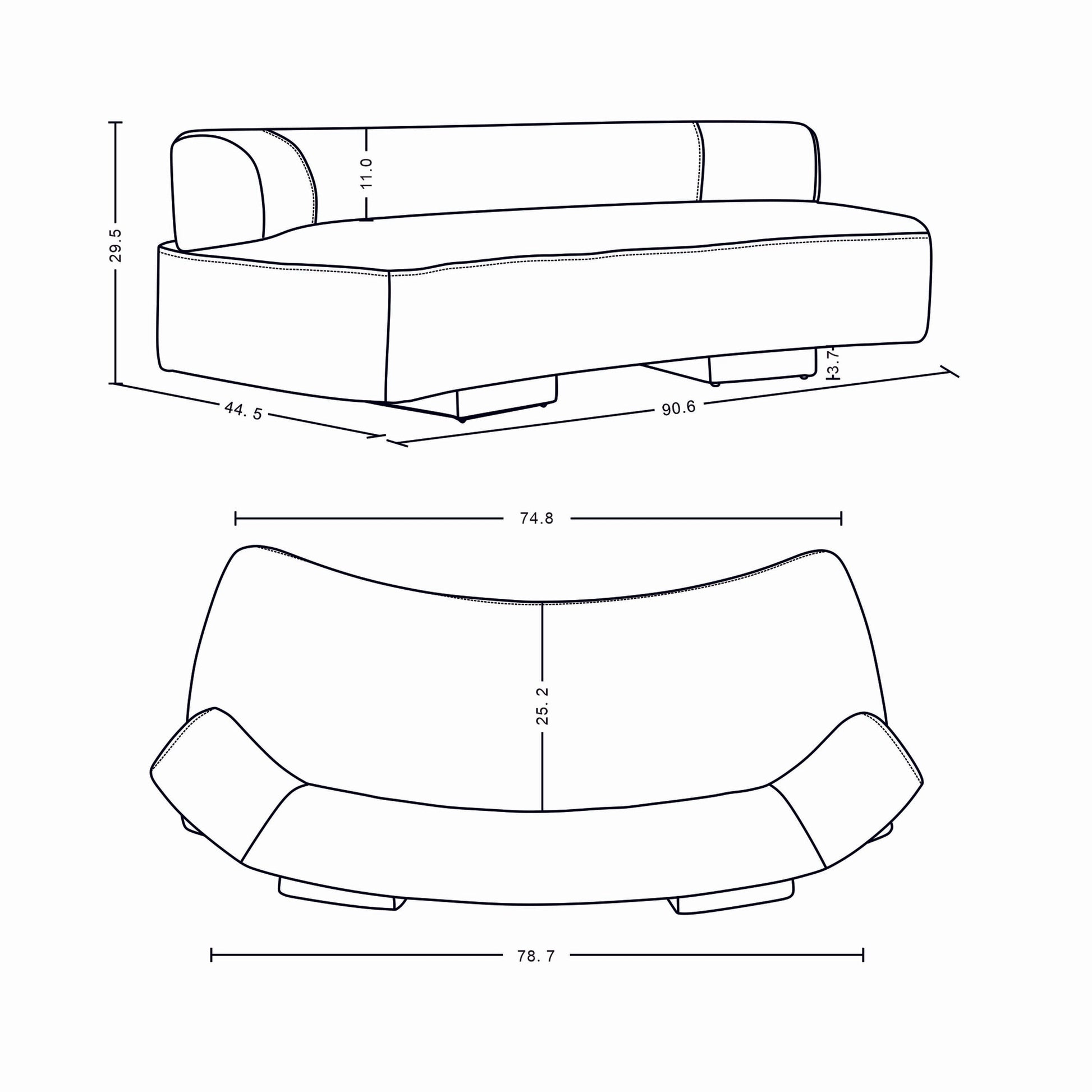 Manhattan Comfort 3-Piece Beige Modern Verandah Chenille 91" Sofa & 2 Accent Chairs