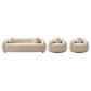 Manhattan Comfort 3-Piece Cream Modern Tribeca Chenille 86" Sofa & 2 Accent Chairs