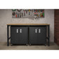 Manhattan Comfort 3-Piece Fortress Mobile Space-Saving Steel Garage Cabinet & Worktable 1.0 In Charcoal Gray