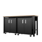 Manhattan Comfort 3-Piece Fortress Mobile Space-Saving Steel Garage Cabinet & Worktable 1.0 In Charcoal Gray