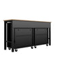 Manhattan Comfort 3-Piece Fortress Mobile Space-Saving Steel Garage Cabinet & Worktable 1.0 In Charcoal Gray