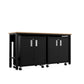Manhattan Comfort 3-Piece Fortress Mobile Space-Saving Steel Garage Cabinet & Worktable 1.0 In Charcoal Gray