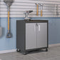 Manhattan Comfort 3-Piece Fortress Mobile Space-Saving Steel Garage Cabinet & Worktable 1.0 In Gray