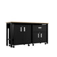 Manhattan Comfort 3-Piece Fortress Mobile Space-Saving Steel Garage Cabinet & Worktable 2.0 In Charcoal Gray
