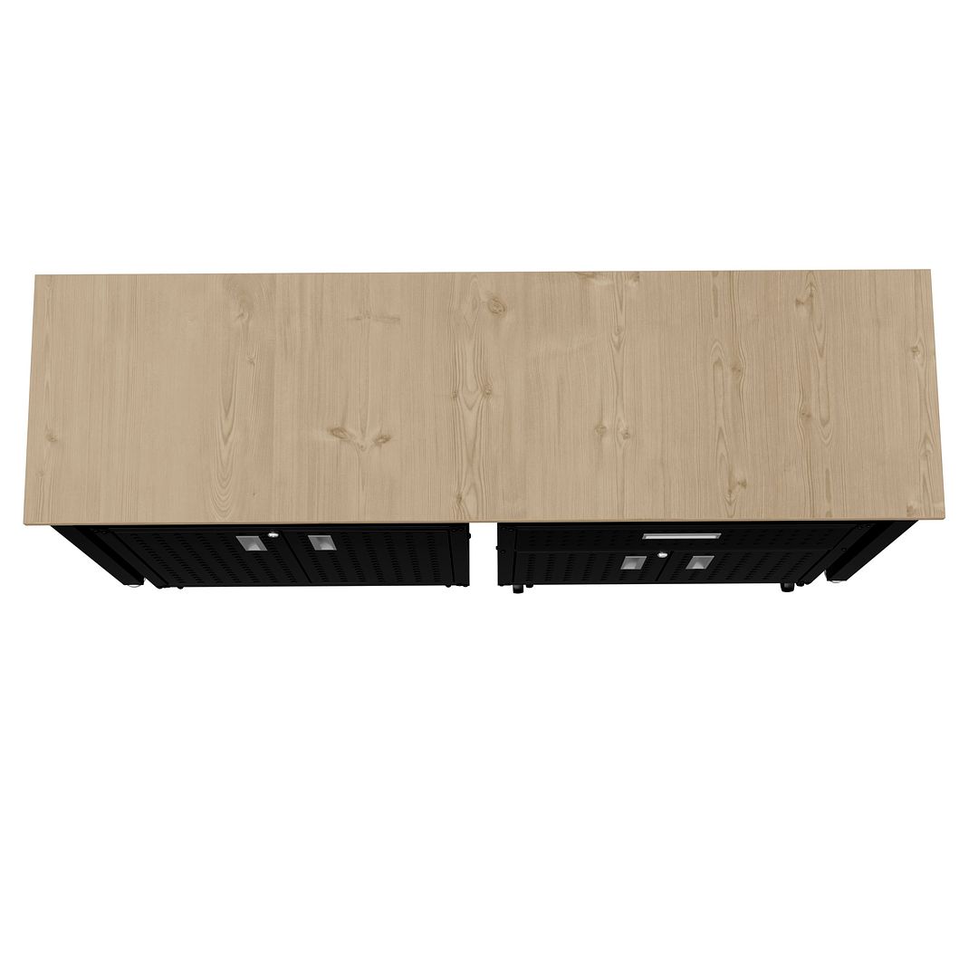 Manhattan Comfort 3-Piece Fortress Mobile Space-Saving Steel Garage Cabinet & Worktable 2.0 In Charcoal Gray