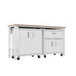 Manhattan Comfort 3-Piece Fortress Mobile Space-Saving Steel Garage Cabinet & Worktable 2.0 In White