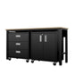 Manhattan Comfort 3-Piece Fortress Mobile Space-Saving Steel Garage Cabinet & Worktable 3.0 In Charcoal Gray