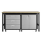 Manhattan Comfort 3-Piece Fortress Mobile Space-Saving Steel Garage Cabinet & Worktable 3.0 In Gray
