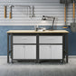 Manhattan Comfort 3-Piece Fortress Mobile Space-Saving Steel Garage Cabinet & Worktable 4.0 In Gray
