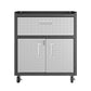 Manhattan Comfort 3-Piece Fortress Mobile Space-Saving Steel Garage Cabinet & Worktable 4.0 In Gray
