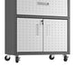 Manhattan Comfort 3-Piece Fortress Mobile Space-Saving Steel Garage Cabinet & Worktable 4.0 In Gray