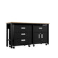 Manhattan Comfort 3-Piece Fortress Mobile Space-Saving Steel Garage Cabinet & Worktable 5.0 In Charcoal Gray