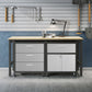 Manhattan Comfort 3-Piece Fortress Mobile Space-Saving Steel Garage Cabinet & Worktable 5.0 In Gray