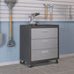 Manhattan Comfort 3-Piece Fortress Mobile Space-Saving Steel Garage Cabinet & Worktable 5.0 In Gray