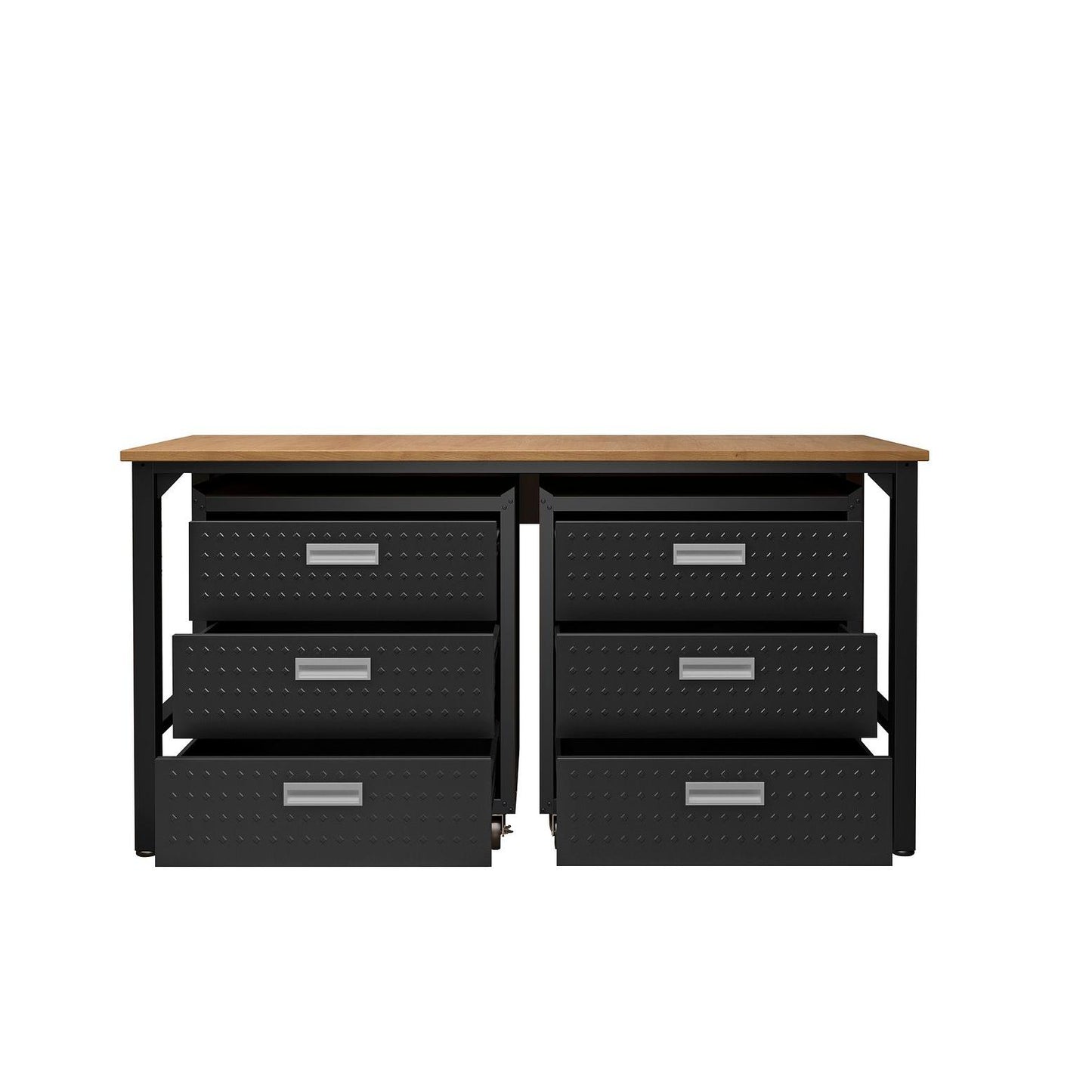 Manhattan Comfort 3-Piece Fortress Mobile Space-Saving Steel Garage Cabinet & Worktable 6.0 In Charcoal Gray