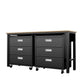 Manhattan Comfort 3-Piece Fortress Mobile Space-Saving Steel Garage Cabinet & Worktable 6.0 In Charcoal Gray