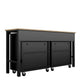 Manhattan Comfort 3-Piece Fortress Mobile Space-Saving Steel Garage Cabinet & Worktable 6.0 In Charcoal Gray