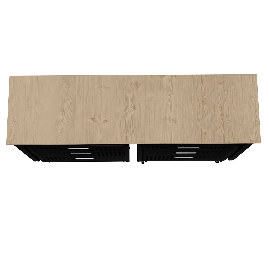 Manhattan Comfort 3-Piece Fortress Mobile Space-Saving Steel Garage Cabinet & Worktable 6.0 In Charcoal Gray