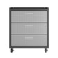 Manhattan Comfort 3-Piece Fortress Mobile Space-Saving Steel Garage Cabinet & Worktable 6.0 In Gray