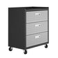 Manhattan Comfort 3-Piece Fortress Mobile Space-Saving Steel Garage Cabinet & Worktable 6.0 In Gray