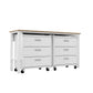 Manhattan Comfort 3-Piece Fortress Mobile Space-Saving Steel Garage Cabinet & Worktable 6.0 In White