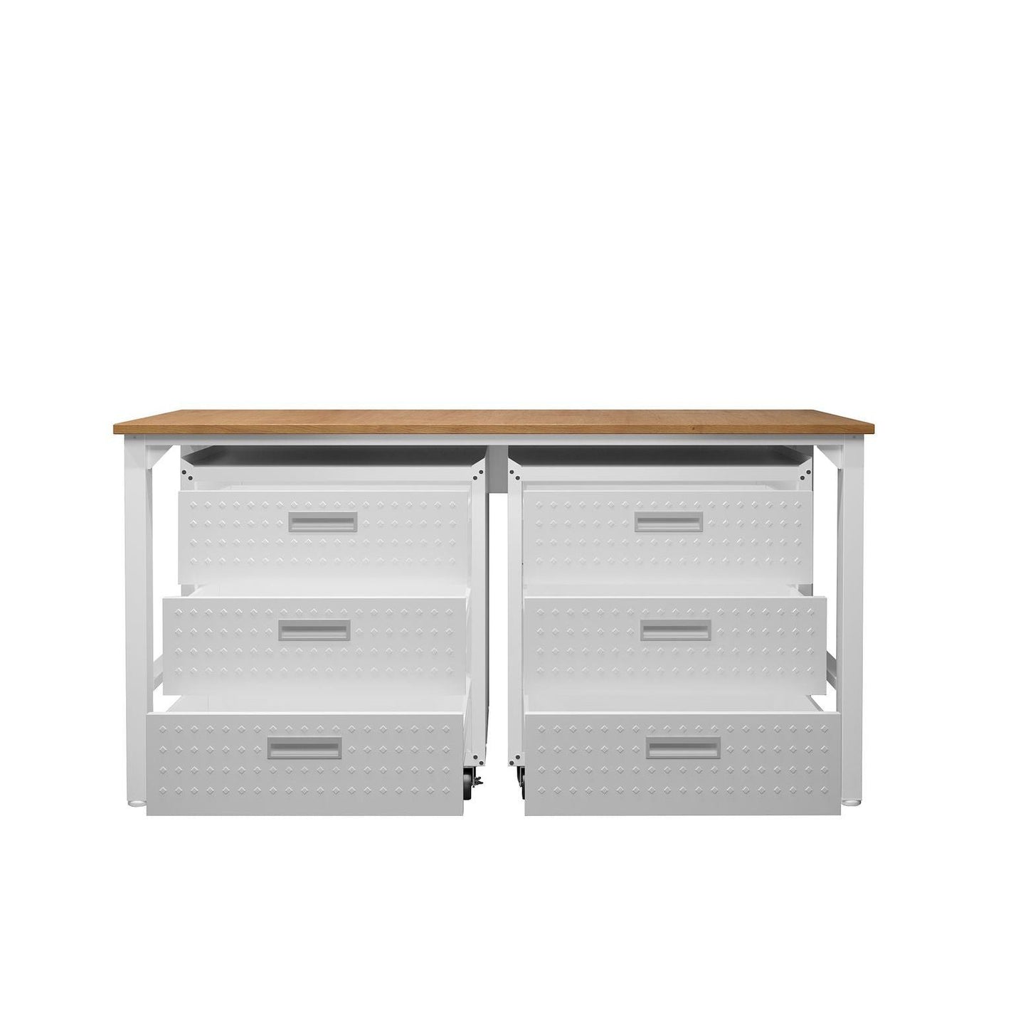 Manhattan Comfort 3-Piece Fortress Mobile Space-Saving Steel Garage Cabinet & Worktable 6.0 In White
