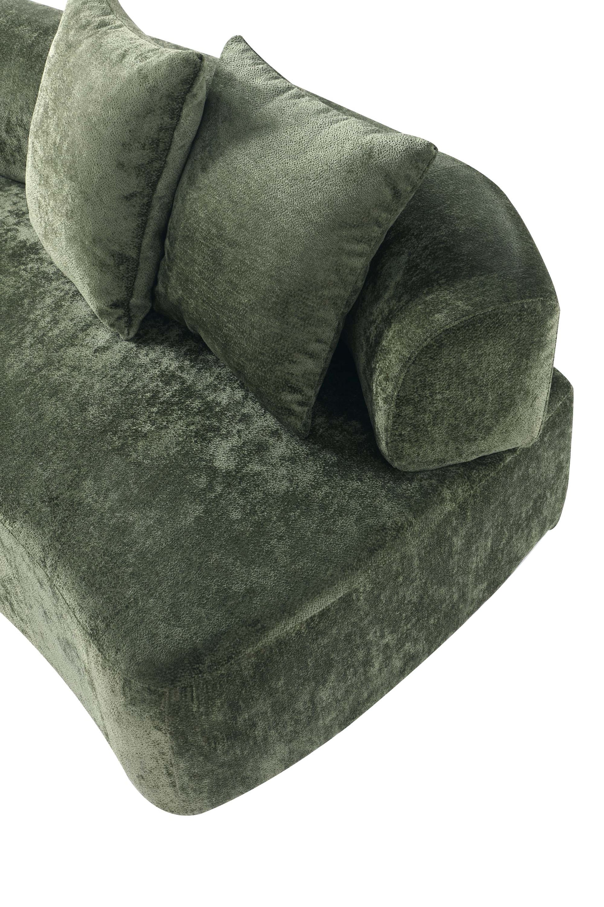 Manhattan Comfort 3-Piece Olive Green Modern Verandah Chenille 112" & 91" Sofas With Accent Chair