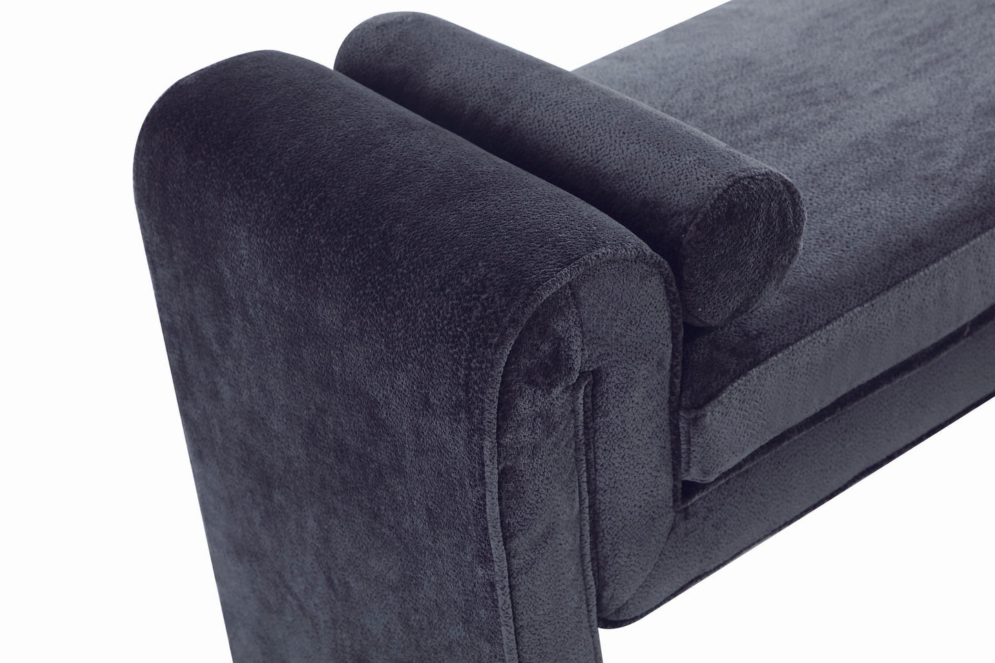 Manhattan Comfort 59" Black Modern Concord Chenille Bench