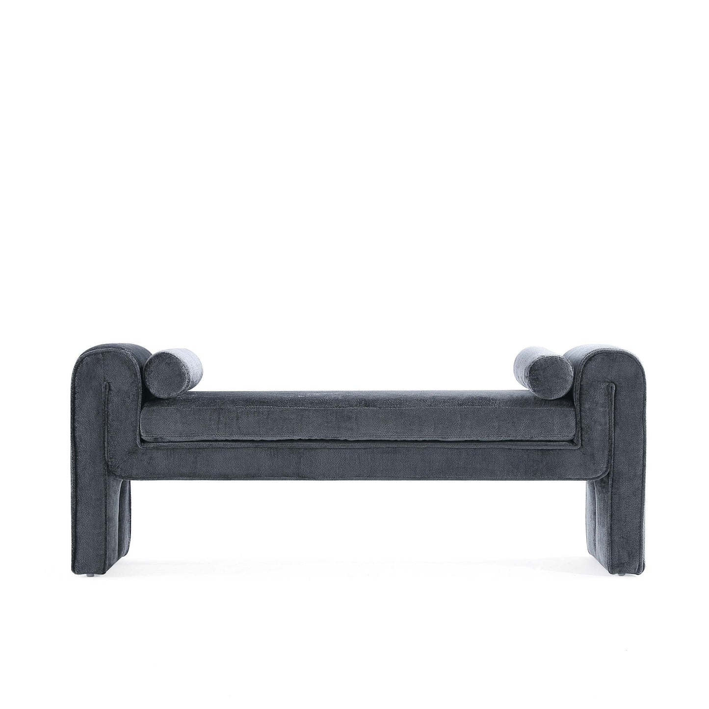Manhattan Comfort 59" Black Modern Concord Chenille Bench