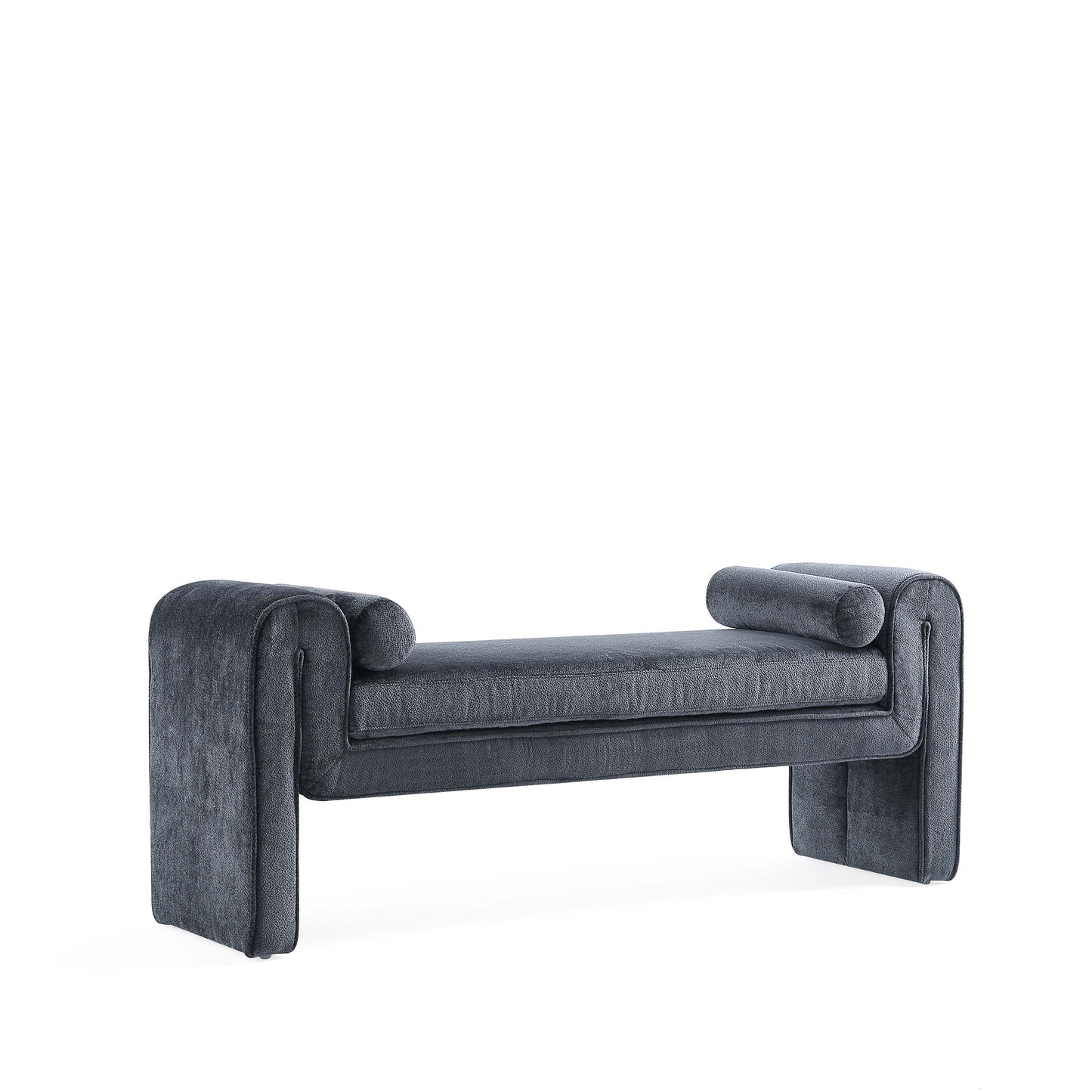 Manhattan Comfort 59" Black Modern Concord Chenille Bench