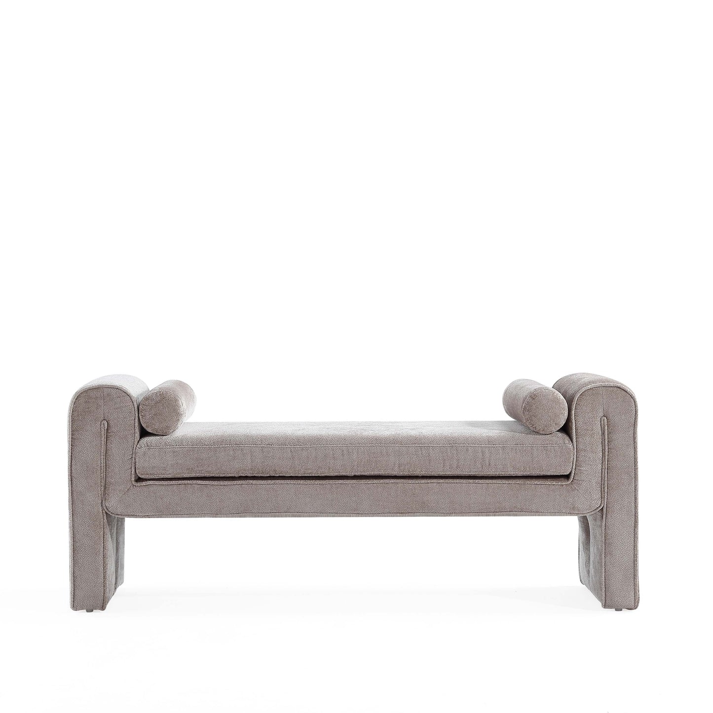 Manhattan Comfort 59" Gray Modern Concord Chenille Bench