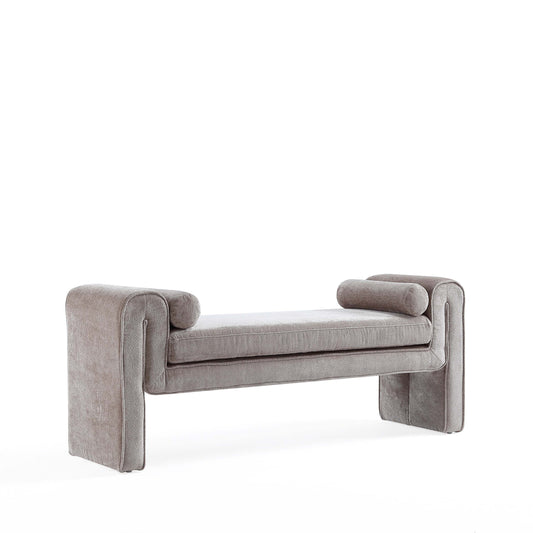 Manhattan Comfort 59" Gray Modern Concord Chenille Bench