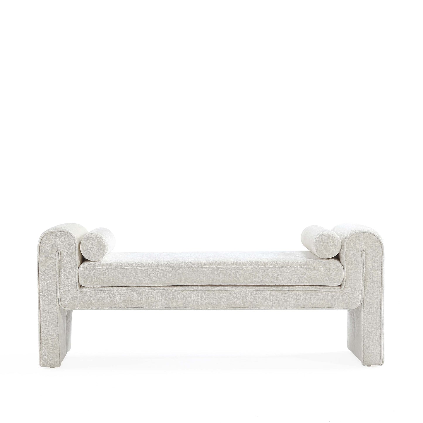Manhattan Comfort 59" Ivory Modern Concord Chenille Bench