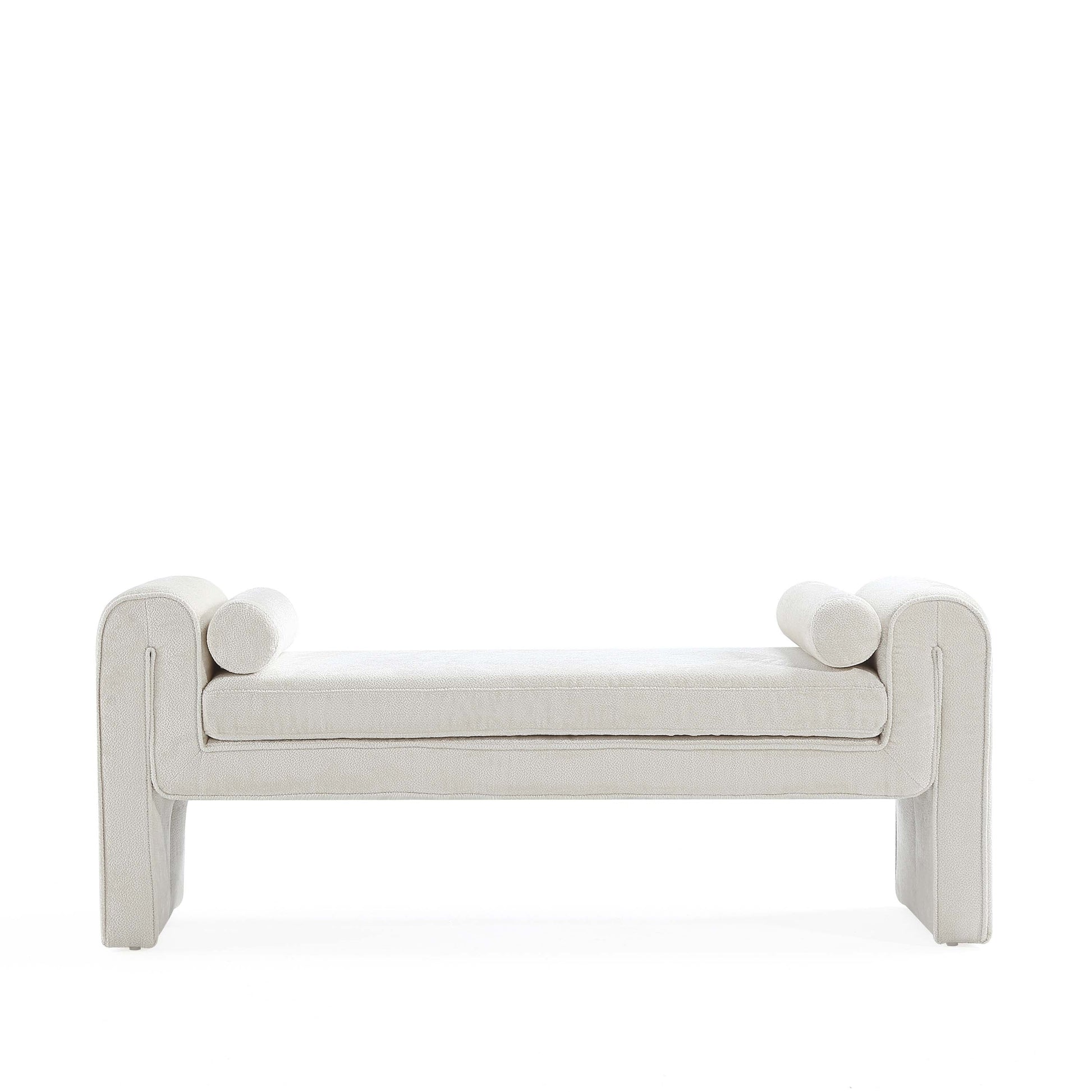 Manhattan Comfort 59" Ivory Modern Concord Chenille Bench