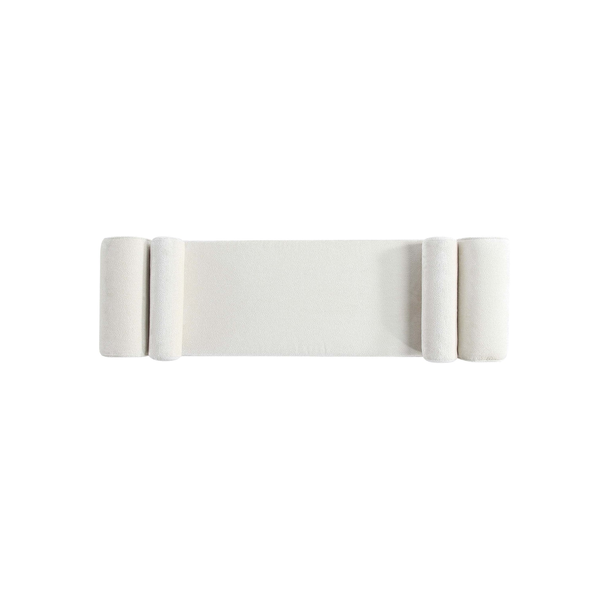 Manhattan Comfort 59" Ivory Modern Concord Chenille Bench