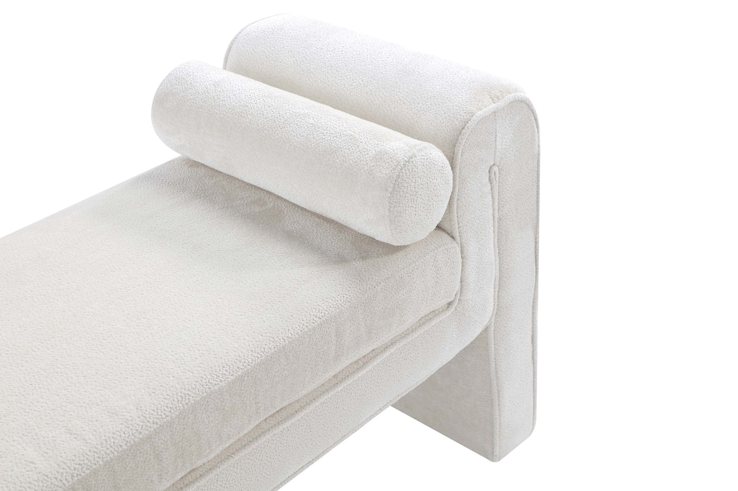 Manhattan Comfort 59" Ivory Modern Concord Chenille Bench